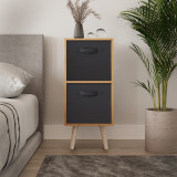 Beech 2-Tier 2-Drawer Cube Shelving Unit with Scandinavian Legs