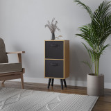 Beech 2-Tier 2-Drawer Cube Shelving Unit with Scandinavian Legs