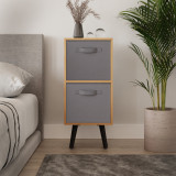 Beech 2-Tier 2-Drawer Cube Shelving Unit with Scandinavian Legs