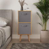 Beech 2-Tier 2-Drawer Cube Shelving Unit with Scandinavian Legs