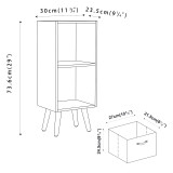 Beech 2-Tier 2-Drawer Cube Shelving Unit with Scandinavian Legs