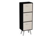 Black 3-Tier 3-Drawer Cube Shelving Unit with Scandinavian Legs