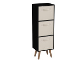 Black 3-Tier 3-Drawer Cube Shelving Unit with Scandinavian Legs