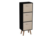 Black 3-Tier 3-Drawer Cube Shelving Unit with Scandinavian Legs