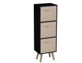 Black 3-Tier 3-Drawer Cube Shelving Unit with Scandinavian Legs