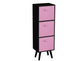 Black 3-Tier 3-Drawer Cube Shelving Unit with Scandinavian Legs