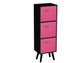 Black 3-Tier 3-Drawer Cube Shelving Unit with Scandinavian Legs