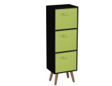 Black 3-Tier 3-Drawer Cube Shelving Unit with Scandinavian Legs