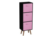 Black 3-Tier 3-Drawer Cube Shelving Unit with Scandinavian Legs
