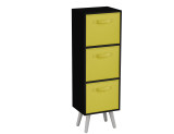 Black 3-Tier 3-Drawer Cube Shelving Unit with Scandinavian Legs
