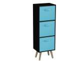 Black 3-Tier 3-Drawer Cube Shelving Unit with Scandinavian Legs