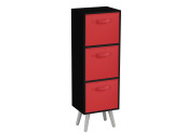 Black 3-Tier 3-Drawer Cube Shelving Unit with Scandinavian Legs