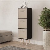 Black 3-Tier 3-Drawer Cube Shelving Unit with Scandinavian Legs