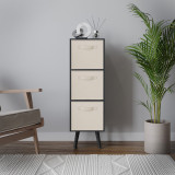 Black 3-Tier 3-Drawer Cube Shelving Unit with Scandinavian Legs