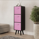 Black 3-Tier 3-Drawer Cube Shelving Unit with Scandinavian Legs