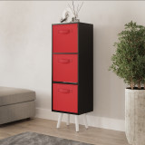Black 3-Tier 3-Drawer Cube Shelving Unit with Scandinavian Legs
