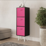 Black 3-Tier 3-Drawer Cube Shelving Unit with Scandinavian Legs