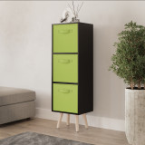 Black 3-Tier 3-Drawer Cube Shelving Unit with Scandinavian Legs