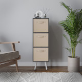 Black 3-Tier 3-Drawer Cube Shelving Unit with Scandinavian Legs