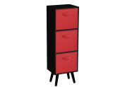 Black 3-Tier 3-Drawer Cube Shelving Unit with Scandinavian Legs