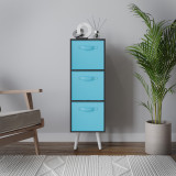 Black 3-Tier 3-Drawer Cube Shelving Unit with Scandinavian Legs