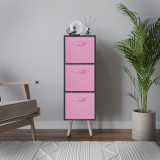 Black 3-Tier 3-Drawer Cube Shelving Unit with Scandinavian Legs
