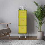 Black 3-Tier 3-Drawer Cube Shelving Unit with Scandinavian Legs