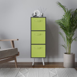 Black 3-Tier 3-Drawer Cube Shelving Unit with Scandinavian Legs