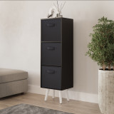 Black 3-Tier 3-Drawer Cube Shelving Unit with Scandinavian Legs