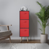 Black 3-Tier 3-Drawer Cube Shelving Unit with Scandinavian Legs
