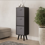 Black 3-Tier 3-Drawer Cube Shelving Unit with Scandinavian Legs