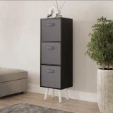 Black 3-Tier 3-Drawer Cube Shelving Unit with Scandinavian Legs