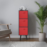 Black 3-Tier 3-Drawer Cube Shelving Unit with Scandinavian Legs
