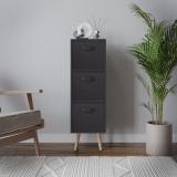 Black 3-Tier 3-Drawer Cube Shelving Unit with Scandinavian Legs