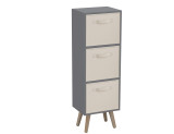 Grey 3-Tier 3-Drawer Cube Shelving Unit with Scandinavian Legs