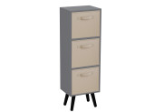 Grey 3-Tier 3-Drawer Cube Shelving Unit with Scandinavian Legs