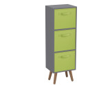 Grey 3-Tier 3-Drawer Cube Shelving Unit with Scandinavian Legs