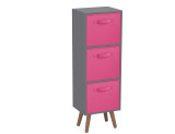 Grey 3-Tier 3-Drawer Cube Shelving Unit with Scandinavian Legs