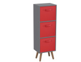 Grey 3-Tier 3-Drawer Cube Shelving Unit with Scandinavian Legs