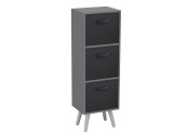 Grey 3-Tier 3-Drawer Cube Shelving Unit with Scandinavian Legs