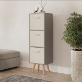 Grey 3-Tier 3-Drawer Cube Shelving Unit with Scandinavian Legs