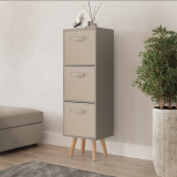 Grey 3-Tier 3-Drawer Cube Shelving Unit with Scandinavian Legs