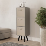 Grey 3-Tier 3-Drawer Cube Shelving Unit with Scandinavian Legs