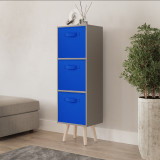 Grey 3-Tier 3-Drawer Cube Shelving Unit with Scandinavian Legs