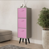 Grey 3-Tier 3-Drawer Cube Shelving Unit with Scandinavian Legs