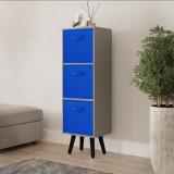 Grey 3-Tier 3-Drawer Cube Shelving Unit with Scandinavian Legs