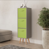 Grey 3-Tier 3-Drawer Cube Shelving Unit with Scandinavian Legs
