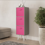 Grey 3-Tier 3-Drawer Cube Shelving Unit with Scandinavian Legs