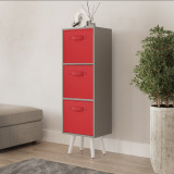 Grey 3-Tier 3-Drawer Cube Shelving Unit with Scandinavian Legs