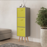 Grey 3-Tier 3-Drawer Cube Shelving Unit with Scandinavian Legs